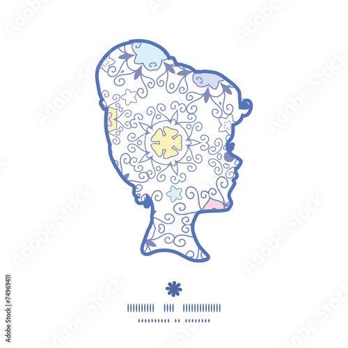 Vector ornamental abstract swirls girl portrait silhouette