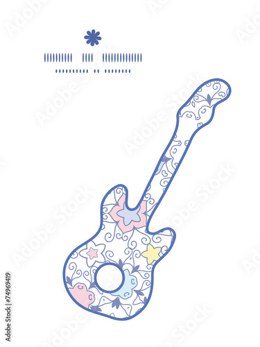 Vector ornamental abstract swirls guitar music silhouette