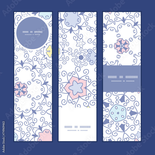 Vector ornamental abstract swirls vertical banners set pattern
