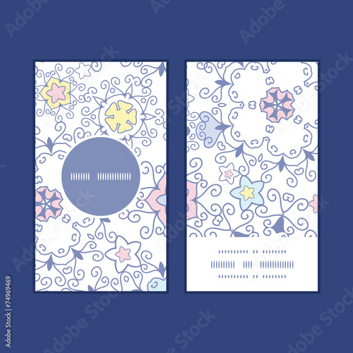 Vector ornamental abstract swirls vertical round frame pattern