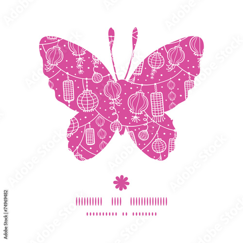 Vector holiday lanterns line art butterfly silhouette pattern