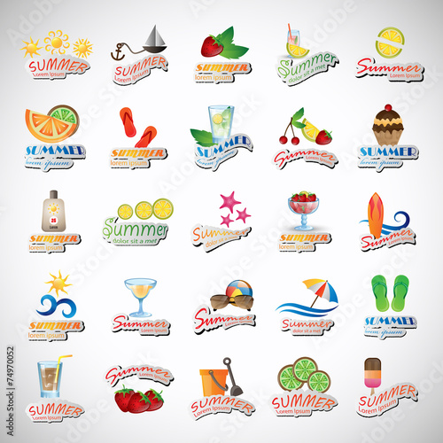 Summer Icons Set - Isolated On Gray Background - Vector Illustration, Graphic Design Editable For Your Design, Summer Concept
