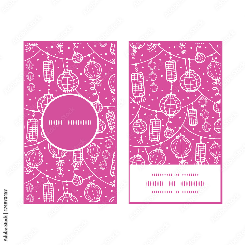 Vector holiday lanterns line art vertical round frame pattern Vector holiday lanterns line art vertical round frame pattern
