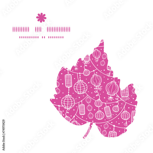 Vector holiday lanterns line art leaf silhouette pattern frame