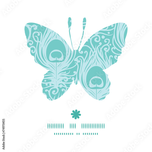 Vector soft peacock feathers butterfly silhouette pattern frame