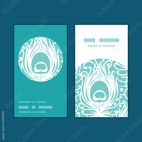 Vector soft peacock feathers vertical round frame pattern