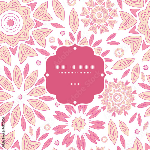 Vector pink abstract flowers frame seamless pattern background