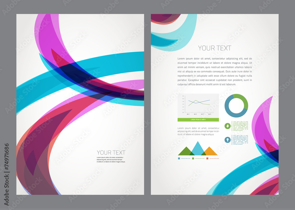 Naklejka premium Abstract modern bright multicolored wave flyer.