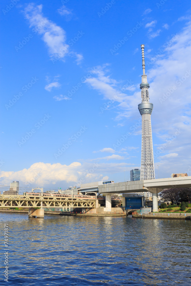 Tokyo Sky Tree and Sumida river in Tokyo