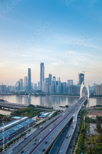 aerial view of guangzhou liede bridge