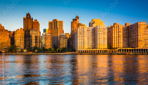 Morning light on the Manhattan skyline, seen from Roosevelt Isla photo
