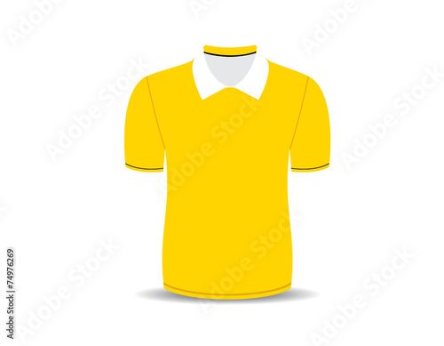Yellow polo shirt outline on white background