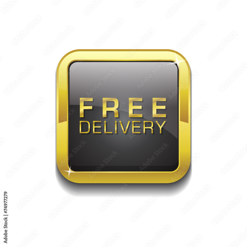 Free Delivery Gold Vector Icon Button Free Delivery Gold Vector Icon Button