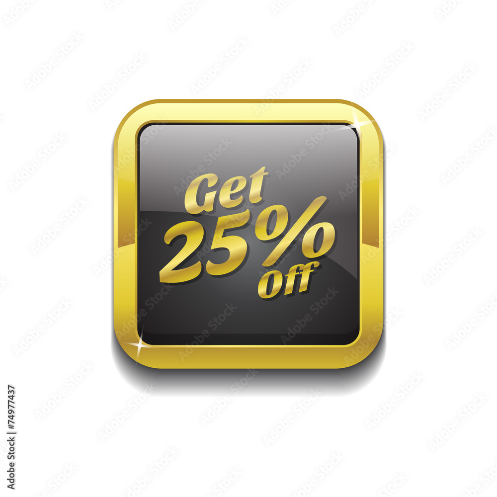 Get 25 Percent Gold Vector Icon Button Get 25 Percent Gold Vector Icon Button