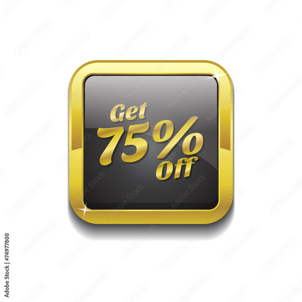 Get 75 Percent Gold Vector Icon Button Get 75 Percent Gold Vector Icon Button