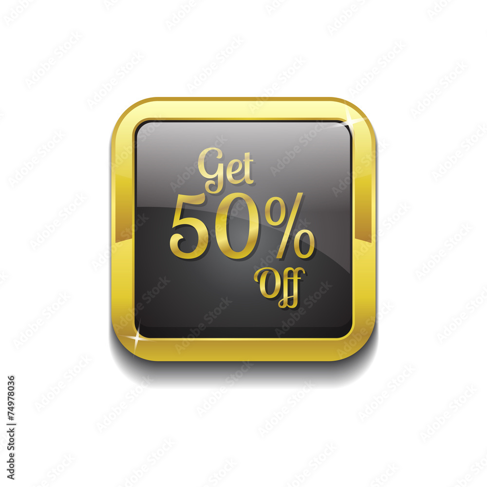 Get 50 Percent Gold Vector Icon Button Get 50 Percent Gold Vector Icon Button