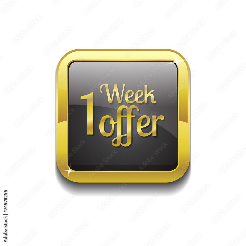 1 Week Offer Gold Vector Icon Button 1 Week Offer Gold Vector Icon Button