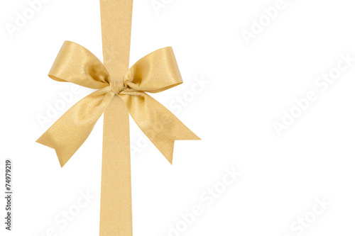 Gold satin gift bow ribbon