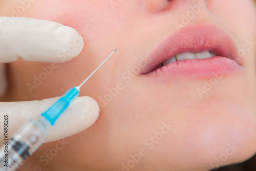 Close up view of a lip injection