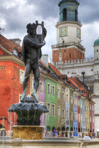 Sculpture of Apollo on the Old Market Square in Poznan, Poland 
