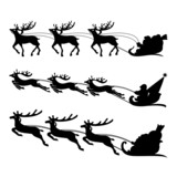 Santa on a sleigh with reindeers vector.