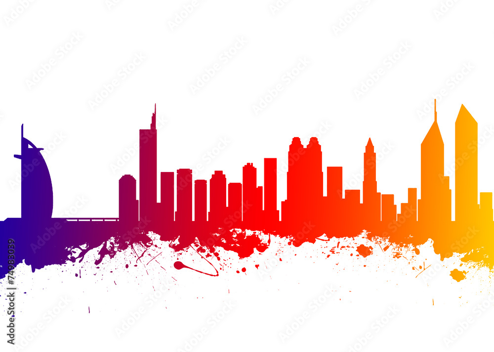 Obraz premium Dubai City Skyline Silhouette