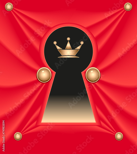 Keyhole from red silk with crown
