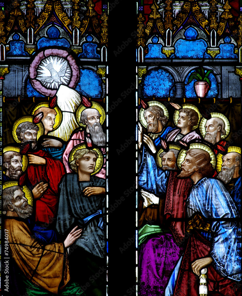 Fototapeta premium Pentecost in stained glass