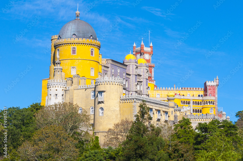 Fototapeta premium Pena National Palace above Sintra town, Portugal