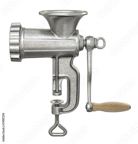 Wall Mural Old meat grinder isolated on white background