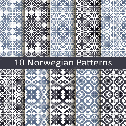 set of ten norwegian patterns