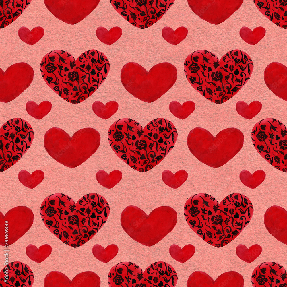 watercolor  Valentine's day pattern