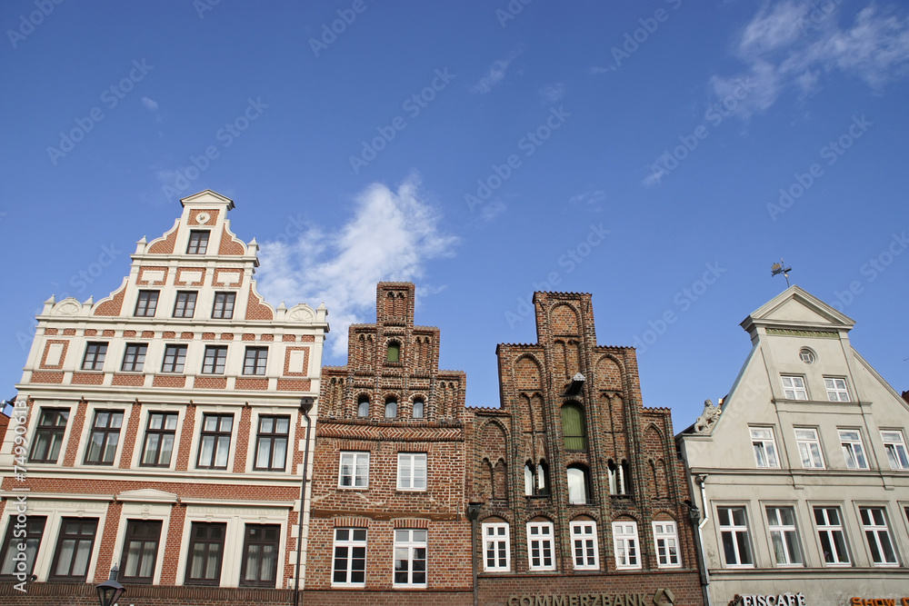 Giebelhaeuser Am Sande in der Altstadt von Lüneburg, Deutschland