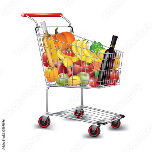 Shopping cart of groceries