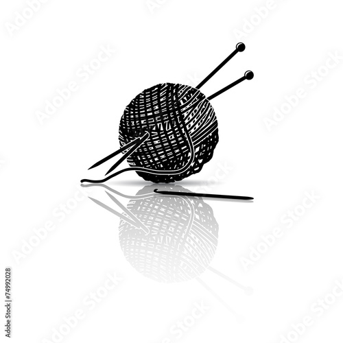 silhouette skein of yarn with knitting needles and crochet