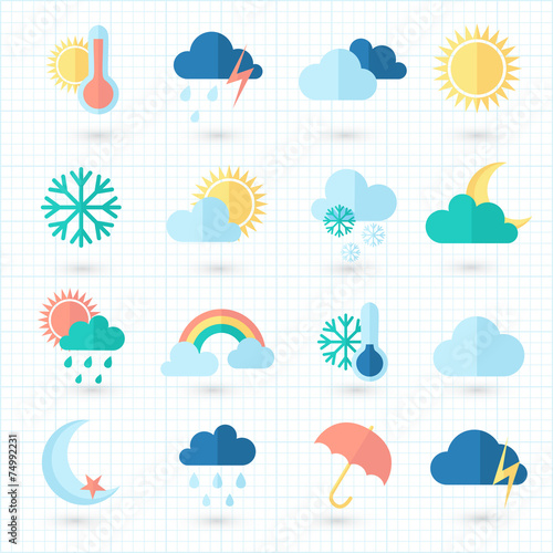 Set of weather icons on blueprint