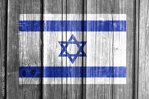 Israel Flagge auf Holzwand photo