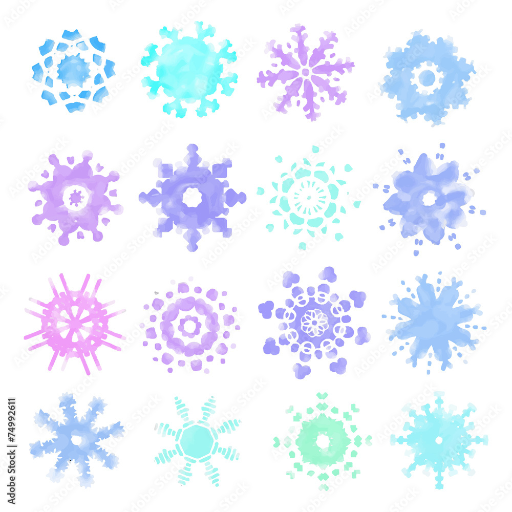 set of snowflakes set of snowflakes