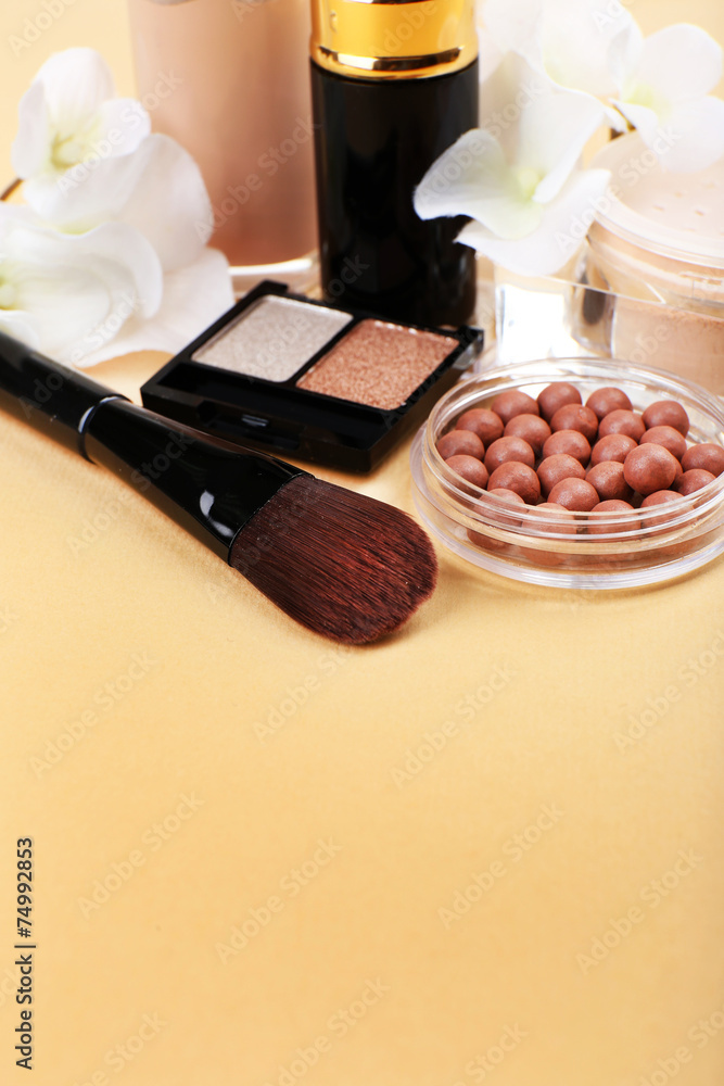 Fototapeta Basic make-up products, close-up