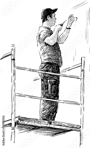 construction worker on a scaffold