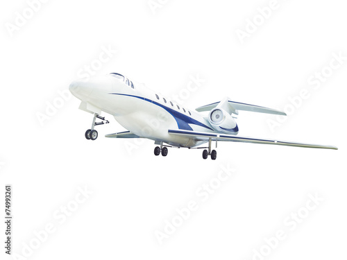 airplane in take off action isolated on white