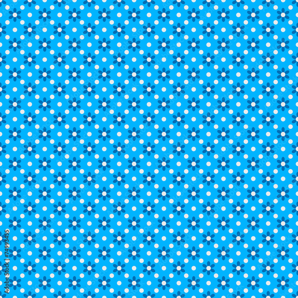 Vector Background #Small Flower Dot Pattern, Blue