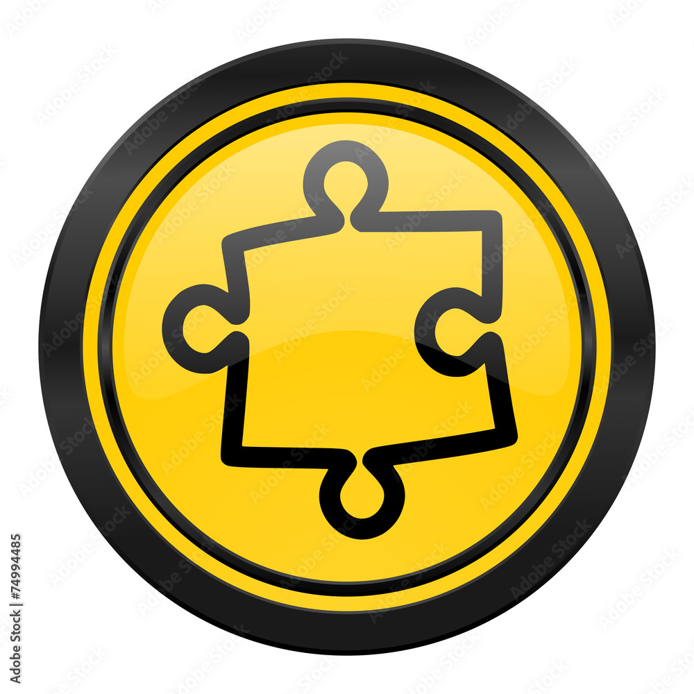 puzzle icon, yellow logo