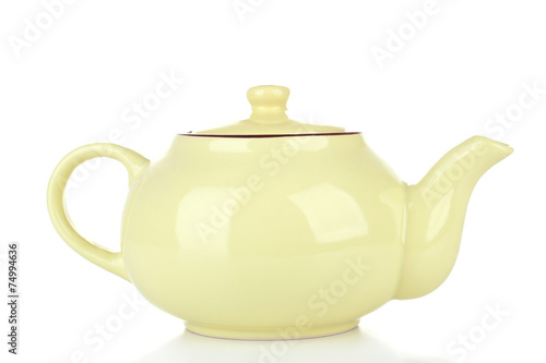 Green teapot isolated on white