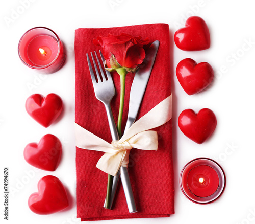 Festive table set for Valentines Day © Africa Studio
