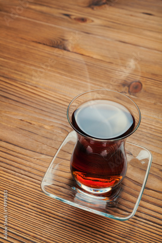 turkish tea on wood table