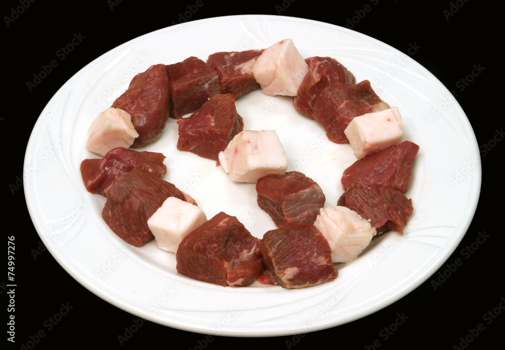 Meat on a white plate Meat on a white plate