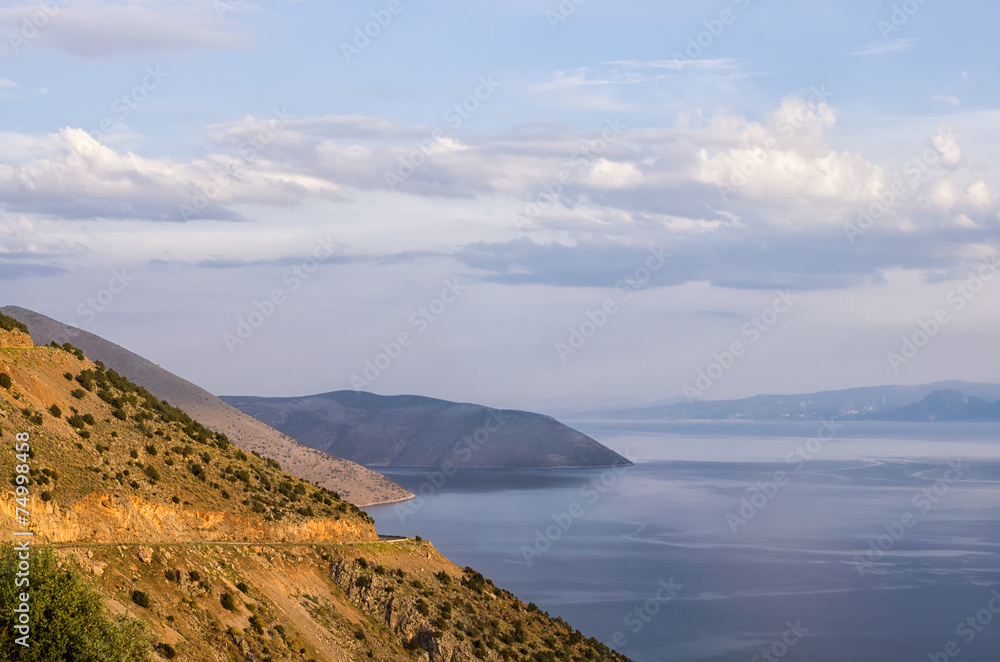 Amazing view from the top of a mountain, near Itea, Greece