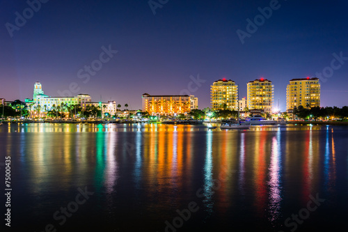 Buildings on the waterfront at night in Saint Petersburg, Florid © jonbilous