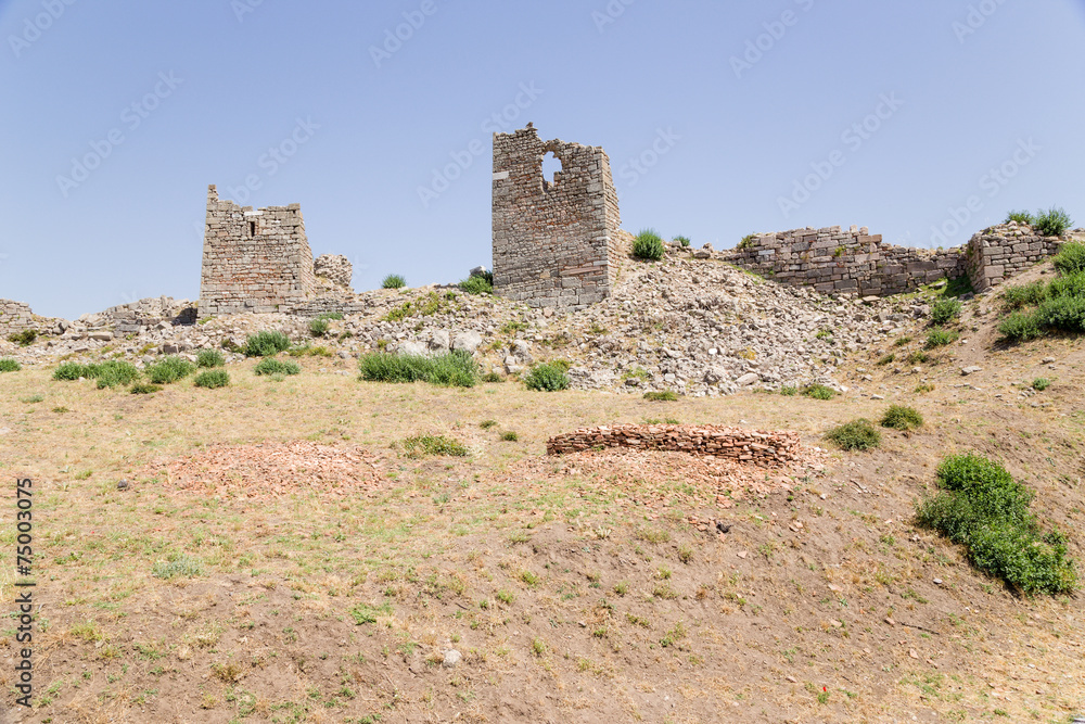 Acropolis of Pergamum. The ruins of ancient fortifications